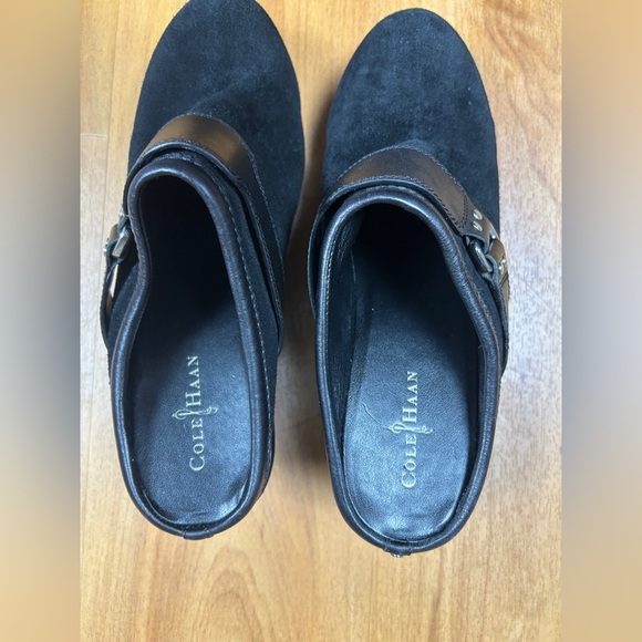 Cole Haan NikeAir Womens Black Leather Suede Wedge Mule Clogs . Sz 6B - Picture 6 of 15